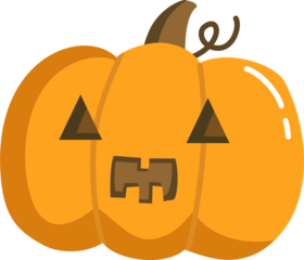 Spooky cute Halloween Jack-O'-Lantern with Triangular Eyes hand drawn flat vector