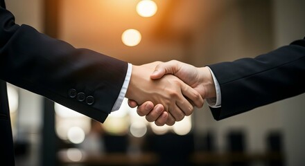 Sealing the deal with a confident handshake, perfect for illustrating partnership, collaboration, and success in the modern business world, conveying trust and mutual agreement