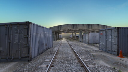 Obraz premium 車両基地 3DCGレンダリング