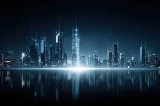 Futuristic Cityscape: AI, Technology, and Urban Innovation - Powered by Adobe