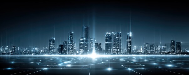 Futuristic Cityscape, Network, AI, Modern Tech, Connection