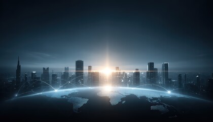 Global Network City: Modern Tech, Business Connections, Innovation