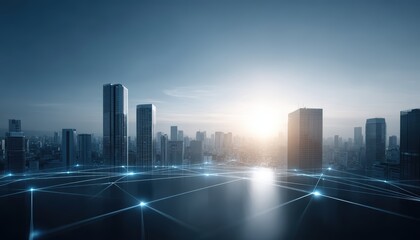 Modern City Network: Global Tech Connection, Data Flow