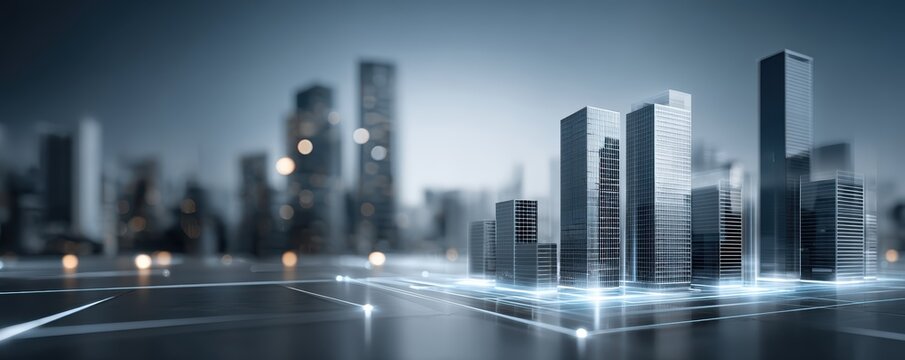 Modern Cityscape Digital Network - Tech Buildings, Future