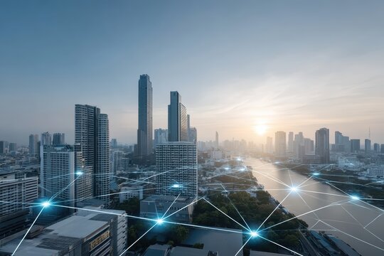 Smart City Network: Digital Connectivity, Skyline, Future