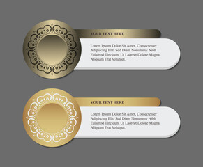 Ornamental Circle Label with Black and Gold Design Element