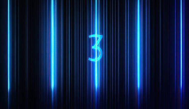 Abstract countdown graphic with vertical lines and neon glow