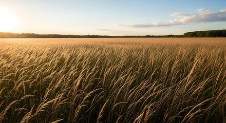 Obraz premium wheat field at sunset