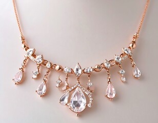Delicate, rose gold necklace with teardrop accents