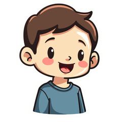 Cheerful Boy's Portrait An Adorable Cartoon Depiction - Perfect for Educational Resources and Child-Friendly Content, Smiling and Friendly