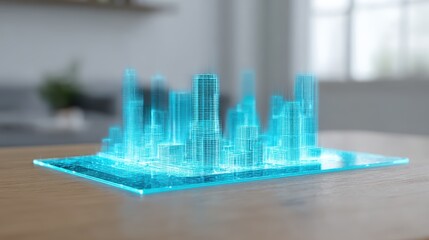 Futuristic Cityscape: Digital Twin, Hologram, 3D Model