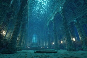 Pixelated Forest Path At Night With Glowing Particles