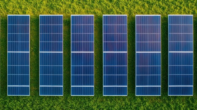 Solar Panel Farm, Green Energy, Renewable Power, Aerial View