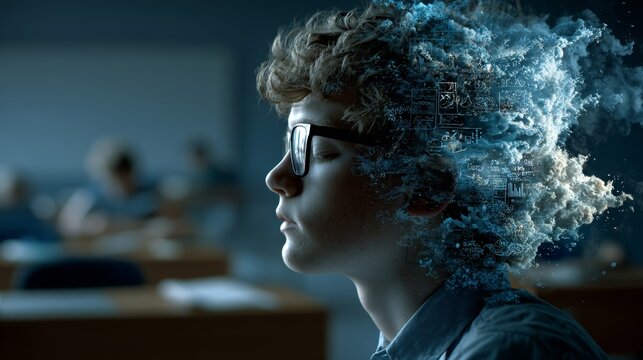 Innovative learning: merging classrooms with modern technology. Business intelligence. Advanced classroom with ai robotics and engaging tech tools. Market trends. Profit analytics.