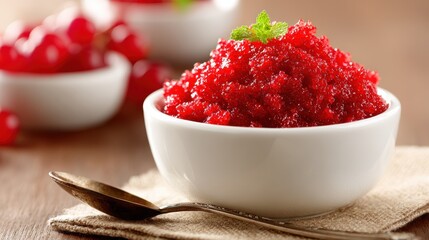 Red Granita Dessert Bowl: Italian Ice, Summer Treat