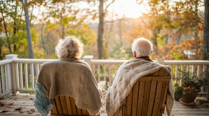 Senior Couple Relaxing, Autumn View, Retirement Lifestyle