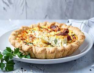 Delicious quiche with fresh vegetables
