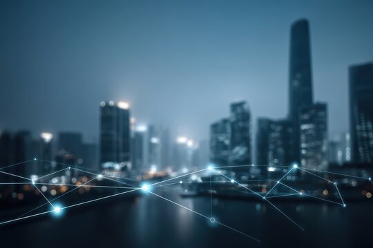 Smart City Network, Data Connection, Futuristic Tech