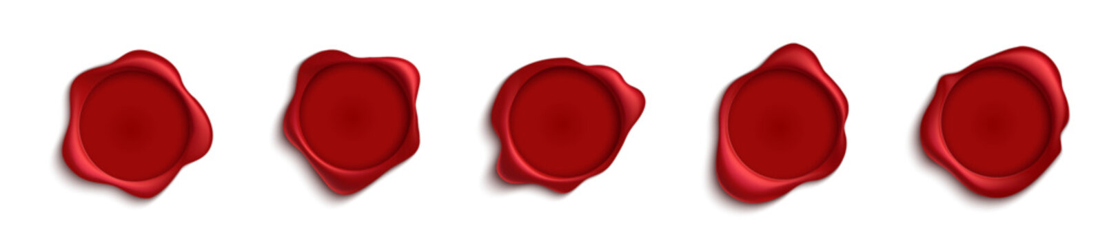 Red wax seal vector illustration. Wax seal realistic illustration. Postage stamps
