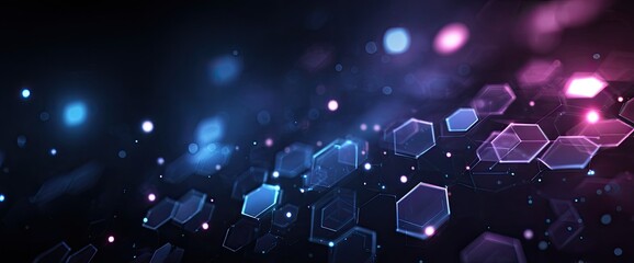 Abstract digital hexagons in dark space