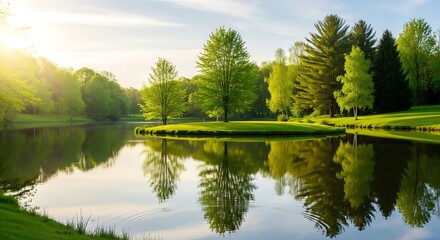 Fototapeta premium Lakeside Greenery