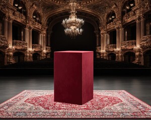 Red Podium On Ornate Stage