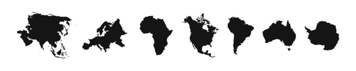 World continents silhouettes. Set of icons with world continents. World map © 11ua