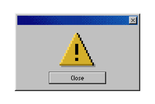 Retro browser window. Error browser window. Error frame. Error message window. Computer system warning