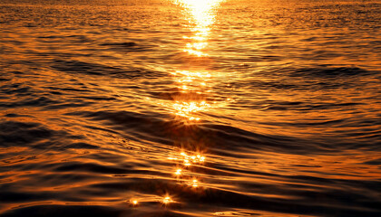 Background Illustration Of Liquid Gold Flowing Smoothly Over The Surface Of A Tranquil Sea At Sunset