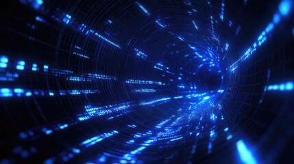 Obraz premium Abstract Blue Light Tunnel Speed Motion Background.
