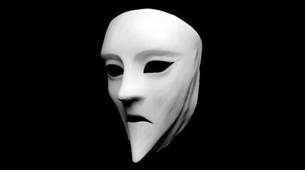 Spooky white ghost mask, simple and scary, isolated, PNG style