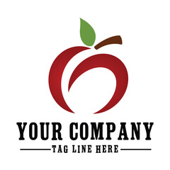 Modern abstract apple logo with company name isolated on white background
