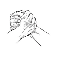 sketch of hands shaking each other