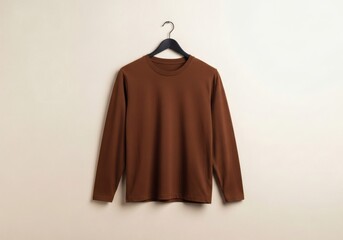 Blank Brown Long-Sleeve T-Shirt Mockup for Design Concept