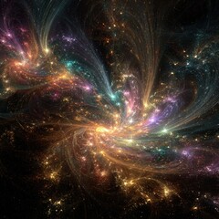 Abstract Colorful Spiral Nebula In Space