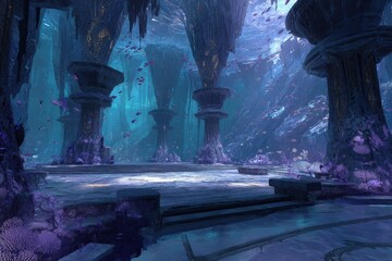 Subterranean Underwater Cave Cityscape