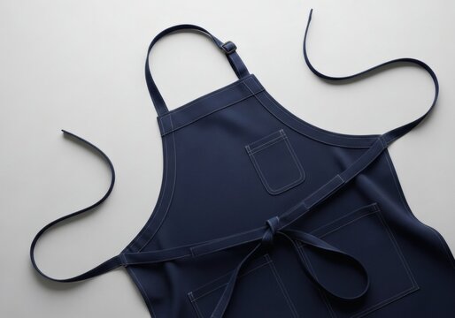 Blank blue fabric apron mockup for professional culinary concept