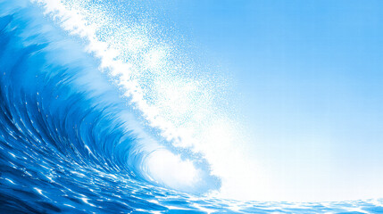 Watercolor illustration of ocean wave in anime art style