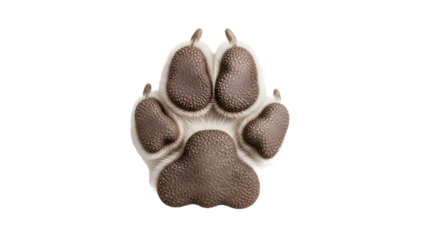 Detailed CloseUp of a Dogs Paw Print on White Background.