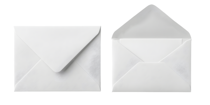 Elegant white envelopes showcasing correspondence, perfect for invitations, announcements, and professional messaging