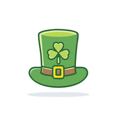 Festive green top hat with lucky shamrock and golden buckle for St Patricks Day celebration