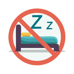 No Sleeping Sign Vector Icon Illustrating Insomnia or Sleep Deprivation