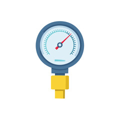 Circular Pressure Gauge with Red Needle Indicating Measurement Levels Illustration