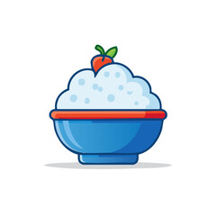 Cartoon Rice Bowl with Carrot Illustration, Asian Food, Rice, Food Icon, Food Vector
