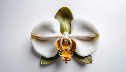 Obraz premium Orchid Flower Displayed Against A Plain White Background