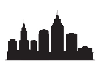 Obraz premium Modern city skyline silhouette majestic tall buildings urban landscape architecture abstract cityscape design white background