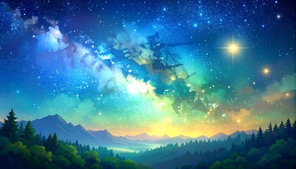 Fototapeta premium Starry Night Landscape