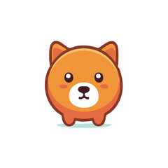 Cute round orange cartoon puppy dog or bear cub character with friendly expression