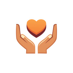 Fototapeta premium Graphic rendering shows hands gently catching or offering a stylized heart symbol, concept of compassion, love, care, and assistance.