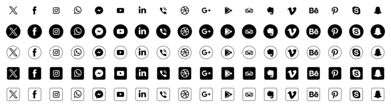 Social Media Vector Logo Editorial Set. Rivne, Ukraine - August 25, 2025